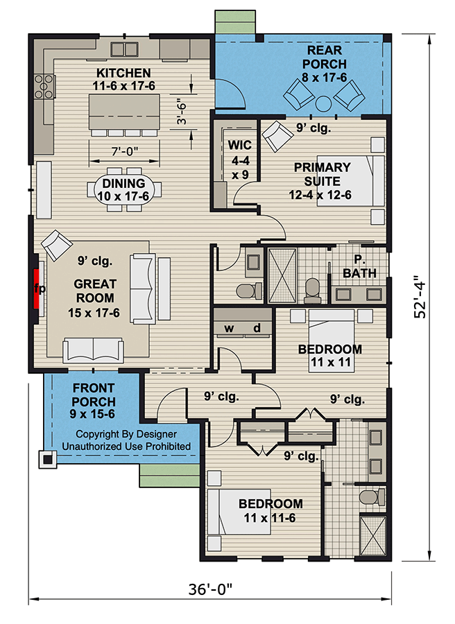 Plan 14977RK: Single-Story Traditional House Plan with Clustered Bedrooms Under 1500 Sq Ft - Floor Plan - Main Level - Ranch, Traditional