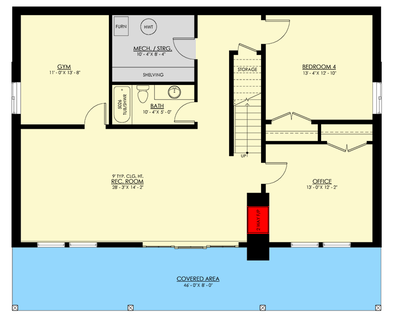 Plan 270086AF: 4 Bed Modern Lake House Plan with Finished Lower Level - 2760 Sq Ft - Floor Plan - Lower Level - Mid Century Modern, Modern, Mountain