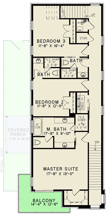 Plan 70878SND: Modern House Plan with Third Floor Office and Outdoor Living - 2609 Sq Ft - Floor Plan - 2nd Floor - Modern