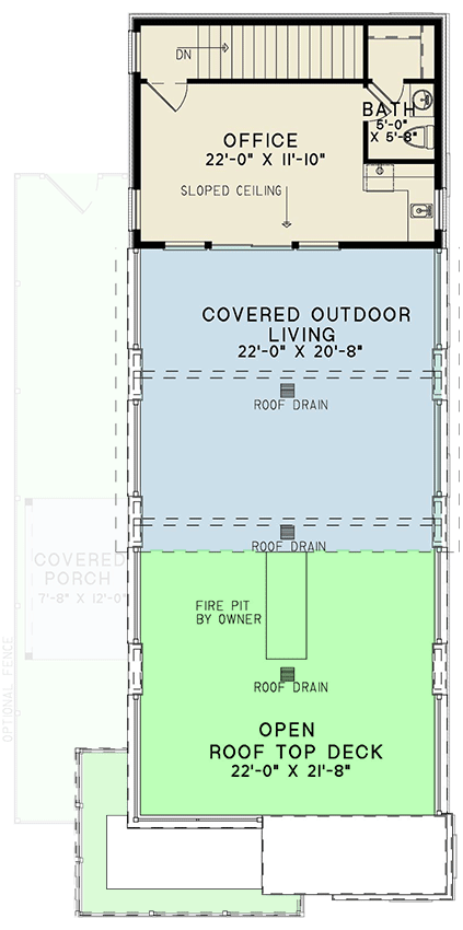 Plan 70878SND: Modern House Plan with Third Floor Office and Outdoor Living - 2609 Sq Ft - Floor Plan - 3rd Floor - Modern