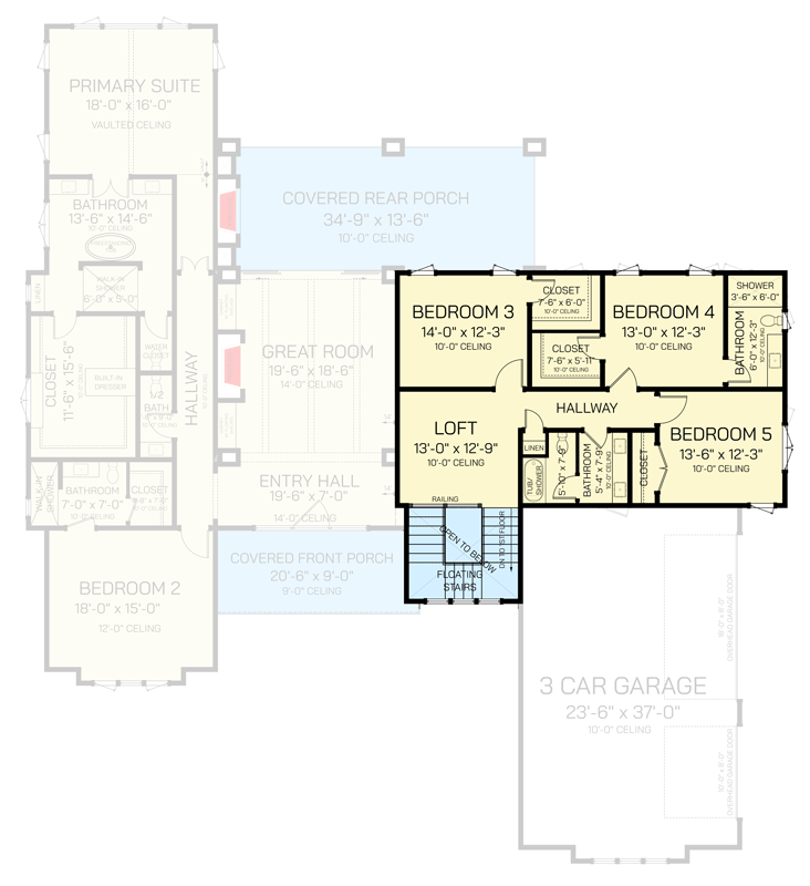 Plan 820003WSF: Striking Transitional Farmhouse Plan with Two-Story Great Room - Floor Plan - 2nd Floor - Modern Farmhouse, Transitional