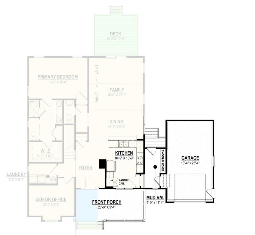 Plan 83681CRW: Craftsman Farmhouse Plan with 3 Beds and Inviting Front Porch - Floor Plan - One-Car Garage Option (Paid Option $$$) - Modern Farmhouse, New American, Southern, Traditional