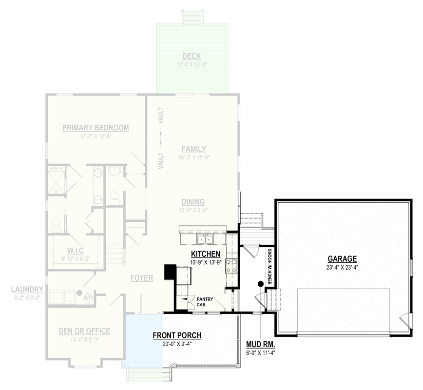 Plan 83681CRW: Craftsman Farmhouse Plan with 3 Beds and Inviting Front Porch - Floor Plan - Two-Car Garage Option (Paid Option $$$) - Modern Farmhouse, New American, Southern, Traditional