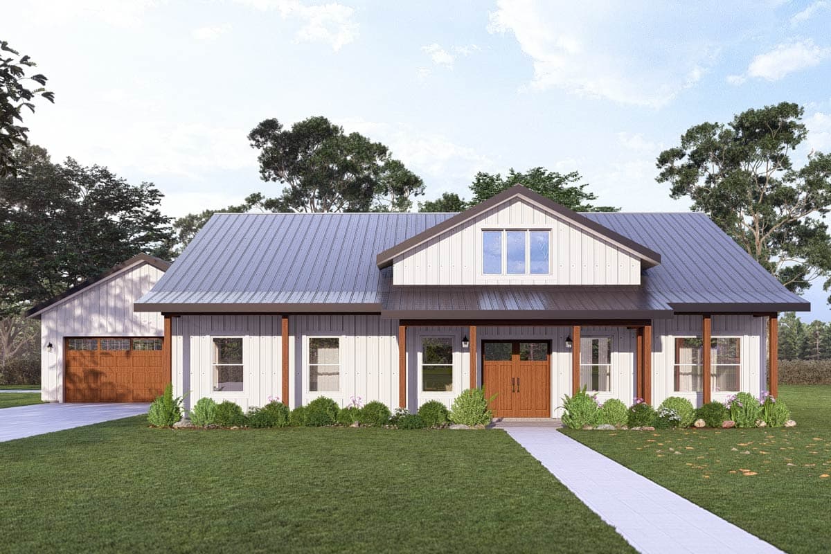 Plan image - 405110FDC:3 Bedroom Barndominium Farmhouse House Plan with 3-Car Garage