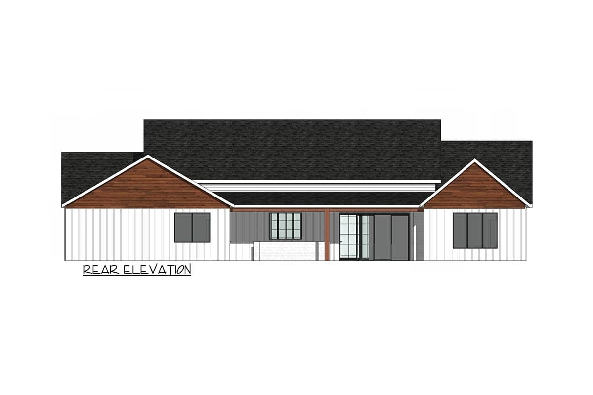 Plan 421037WNT: Transitional Modern Farmhouse House Plan with 3-Car Garage, Home Office and Outdoor Kitchen - Image #4 - Country, Craftsman, Modern Farmhouse, Transitional