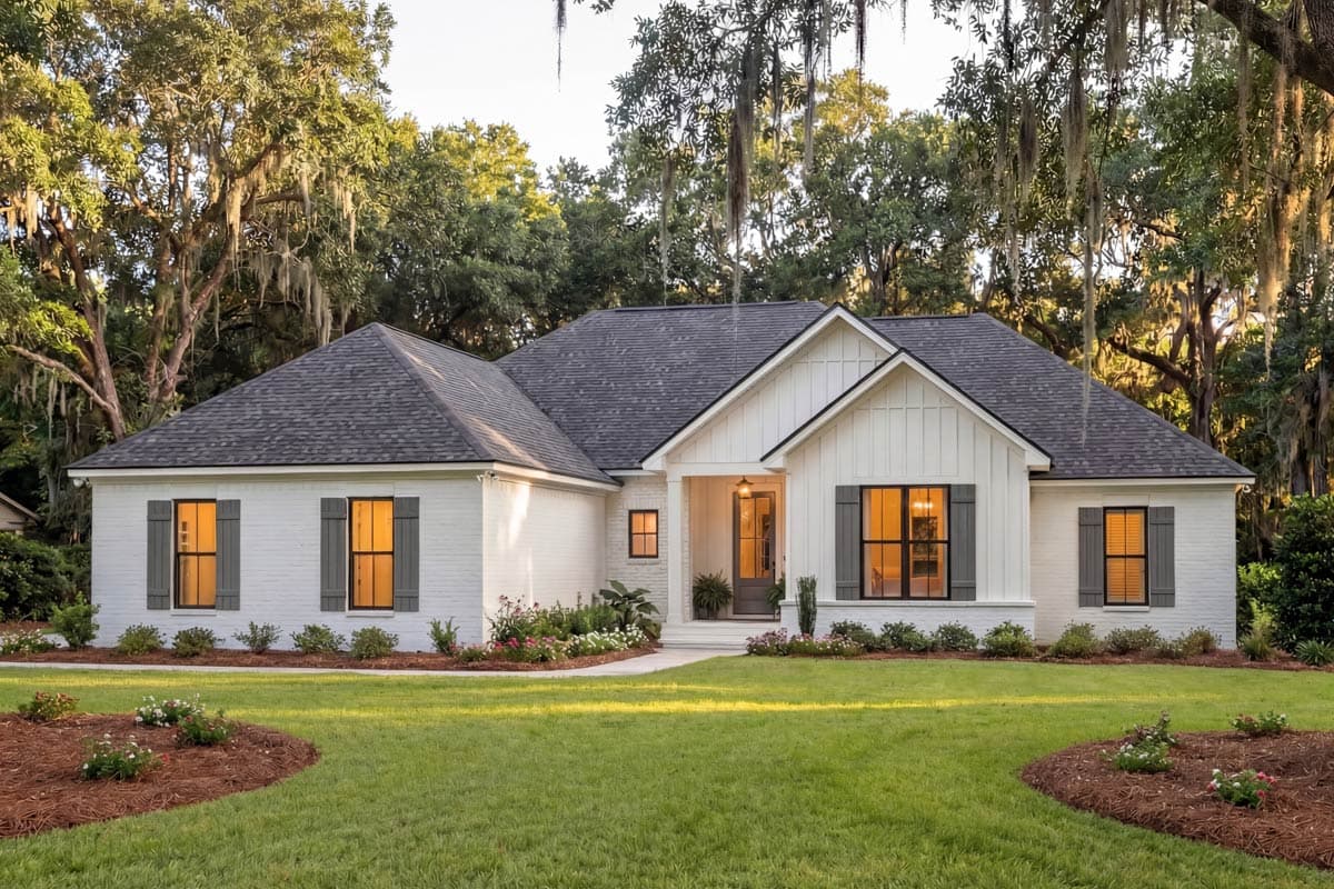 Plan image - 52034HZ:Traditional Ranch Farmhouse House Plan with Split Bedrooms and Open Living