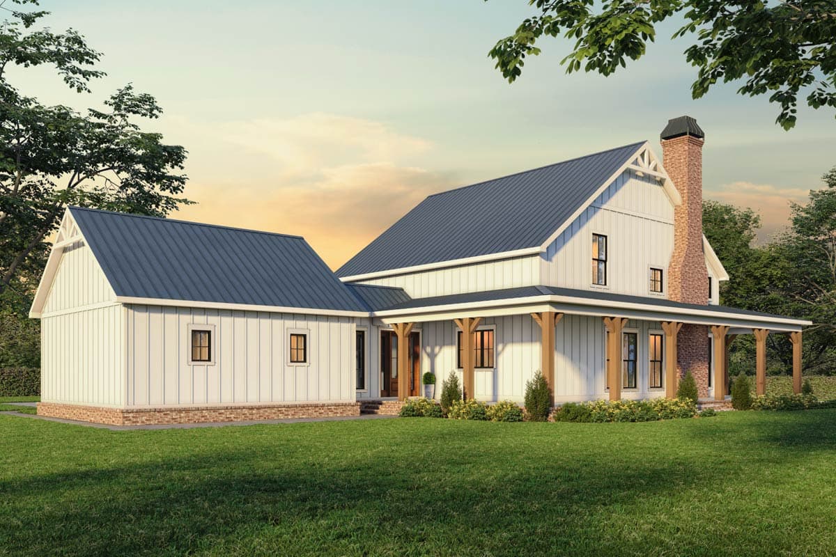 Plan 56565SM: Modern Farmhouse House Plan with Wrap-Around Porch and Two-Story Great Room - Image #3 - Farmhouse, Modern Farmhouse