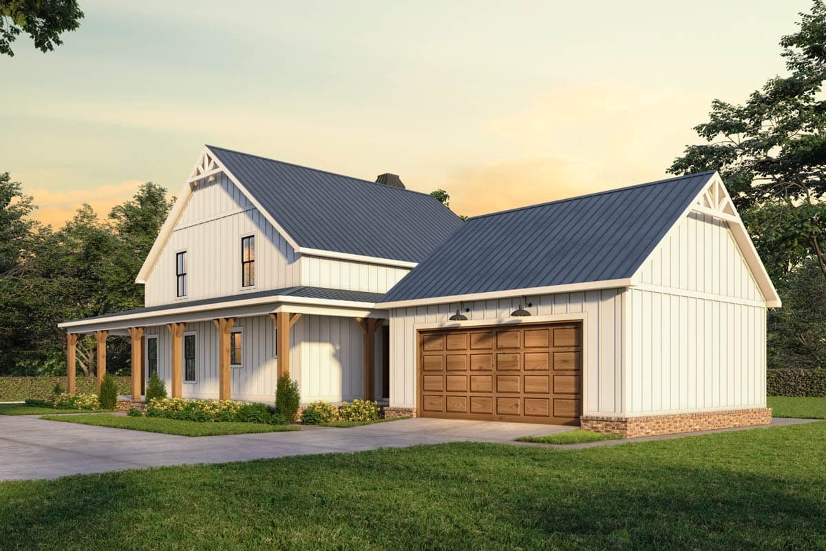 Plan 56565SM: Modern Farmhouse House Plan with Wrap-Around Porch and Two-Story Great Room - Image #4 - Farmhouse, Modern Farmhouse