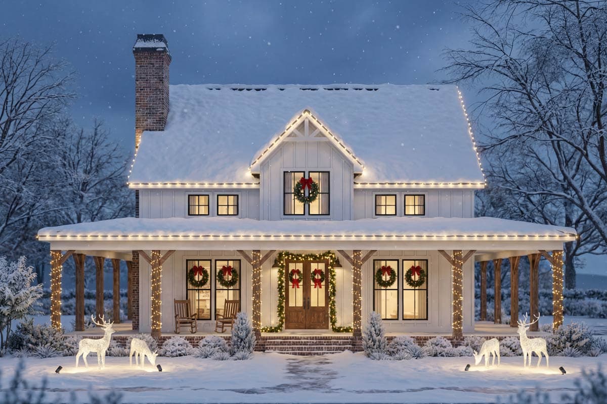 Plan 56565SM: Modern Farmhouse House Plan with Wrap-Around Porch and Two-Story Great Room - Image #5 - Farmhouse, Modern Farmhouse