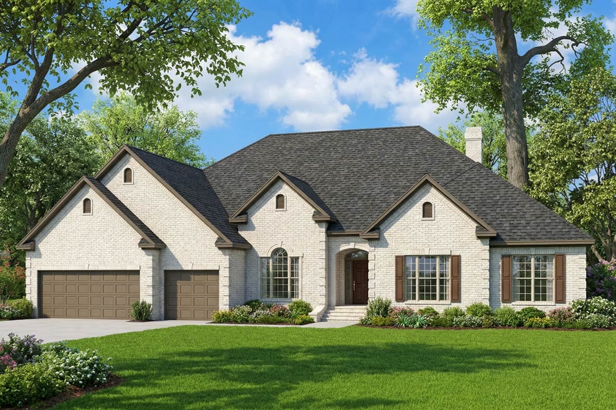Plan image - 60728ND:Elegant European Traditional House Plan with 4 Bedrooms and 3-Car Garage