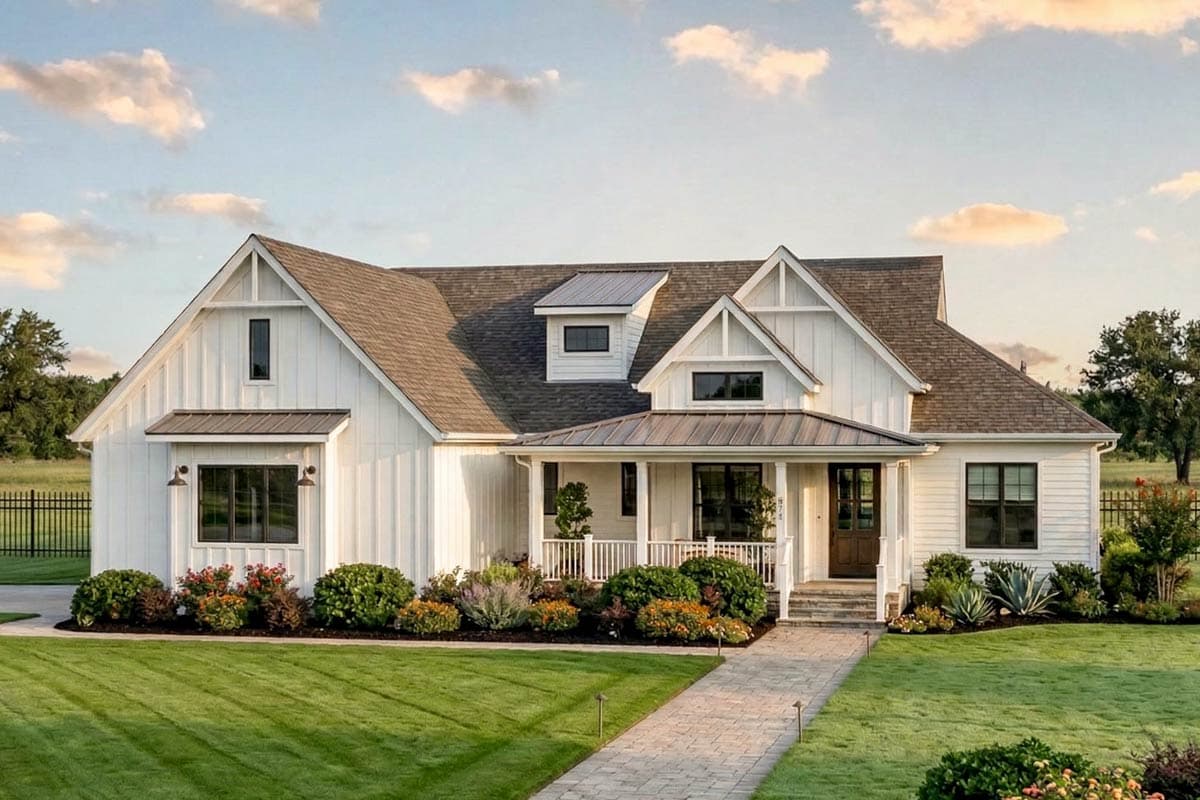 Plan image - 623613DJ:Modern Farmhouse House Plan with 3 Bedrooms Office and Optional Basement