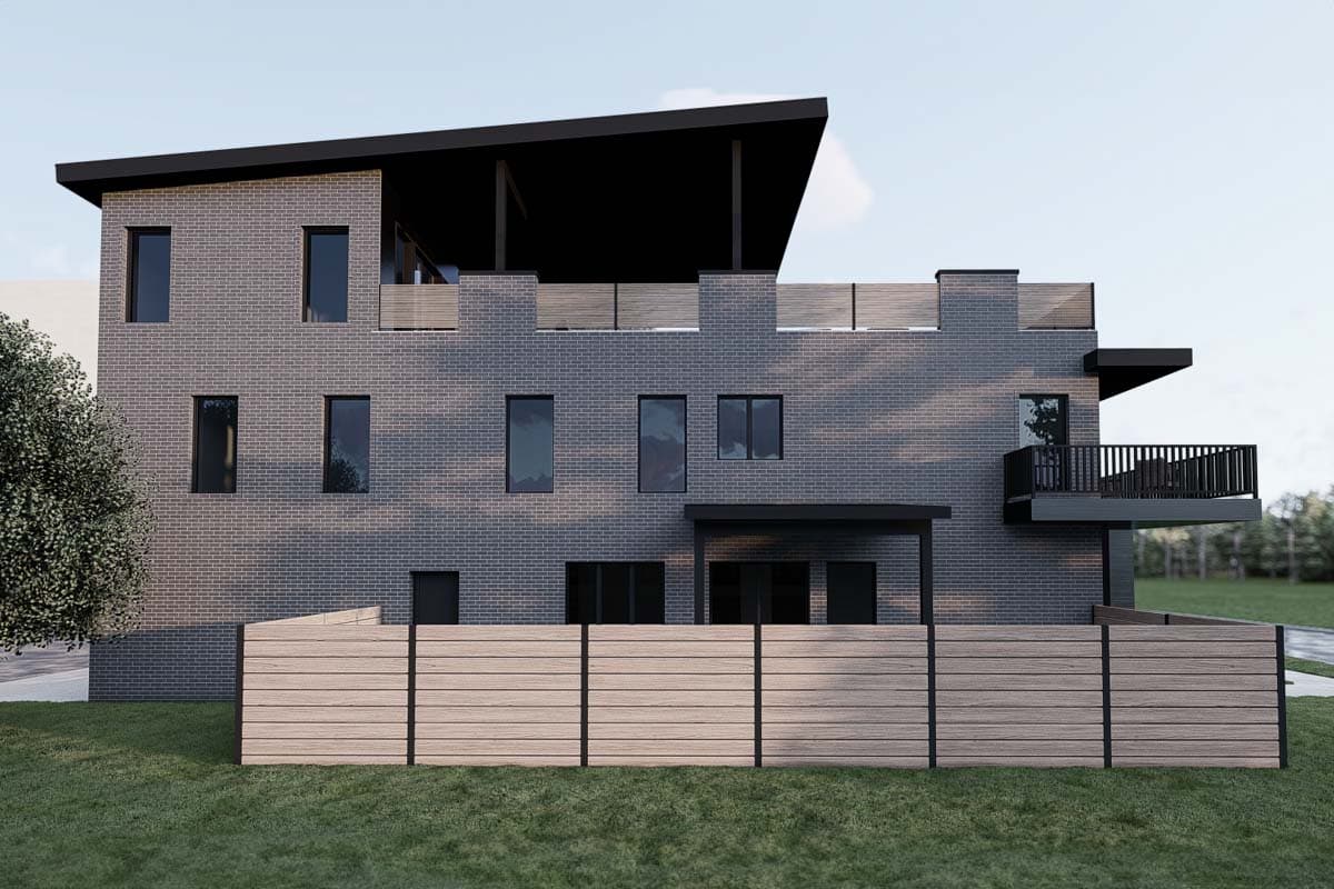 Plan 70878SND: Modern House Plan with Third Floor Office and Outdoor Living - 2609 Sq Ft - Image #2 - Modern