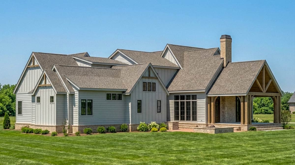 Plan 750016LDG: Modern Transitional Farmhouse Plan with First-Floor Master and Courtyard - Image #6 - Farmhouse, Transitional