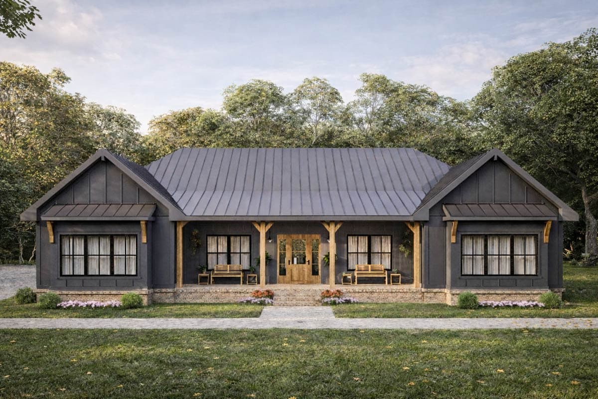 Plan image - 810059RBT:Spacious Modern Farmhouse Ranch House Plan with Split Bedrooms and 2-Car Garage