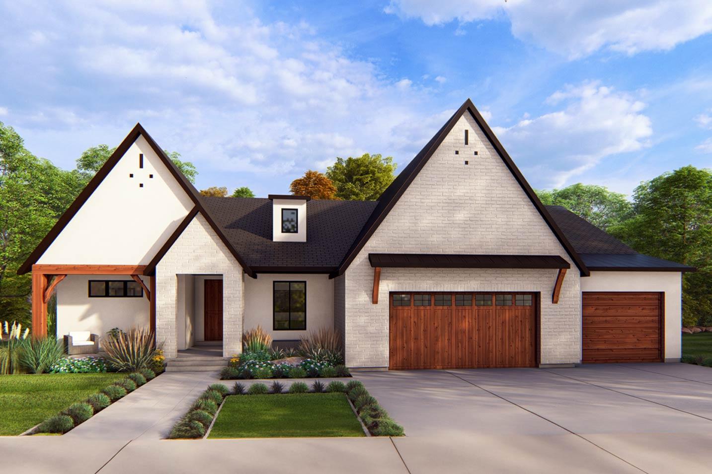 Plan image - 910140WHD:Elegant Modern European House Plan: 5 Bedrooms, 3-Car Garage